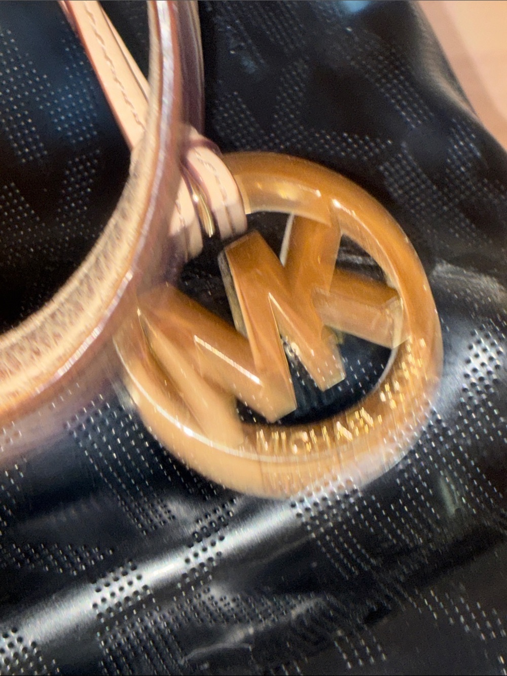 Michael Kors Black Tote with Beige Straps and Gold Logo Charm - Picture 11 of 11